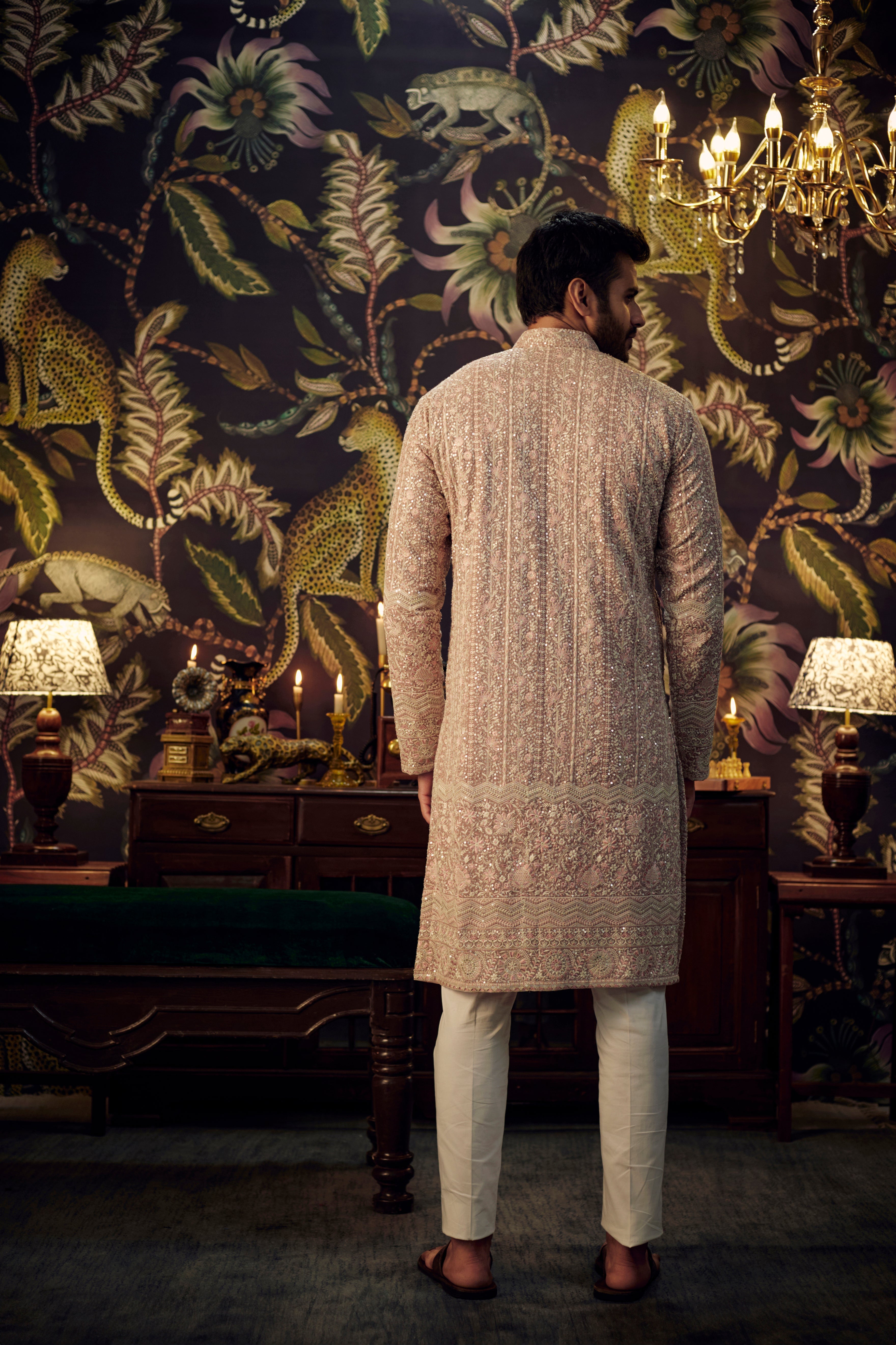 Elegant Mud Pink Chikankari Kurta with Intricate Floral Embroidery - Perfect for Festivals, Weddings & Ethnic Occasions
