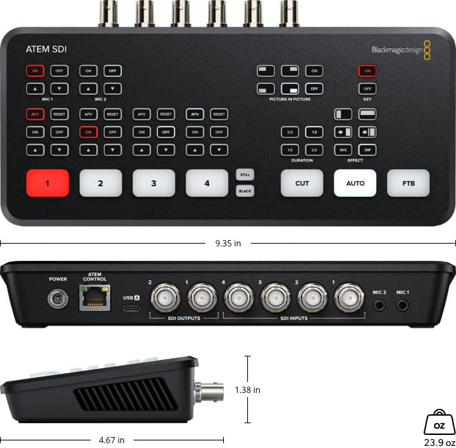 Blackmagic Design ATEM SDI Professional Live Production Switcher - 4K Video Mixer for Streaming, Broadcast & Event Production