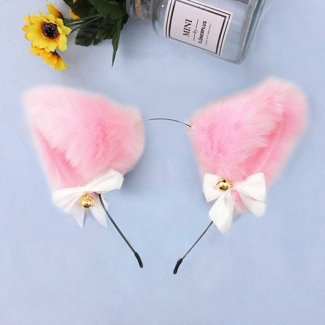 Fxaelian Animal Fox Cat Dog Ears Headband - Cute Fluffy Cosplay Costume Accessories for Halloween, Party, Anime Conventions & Dress Up Play