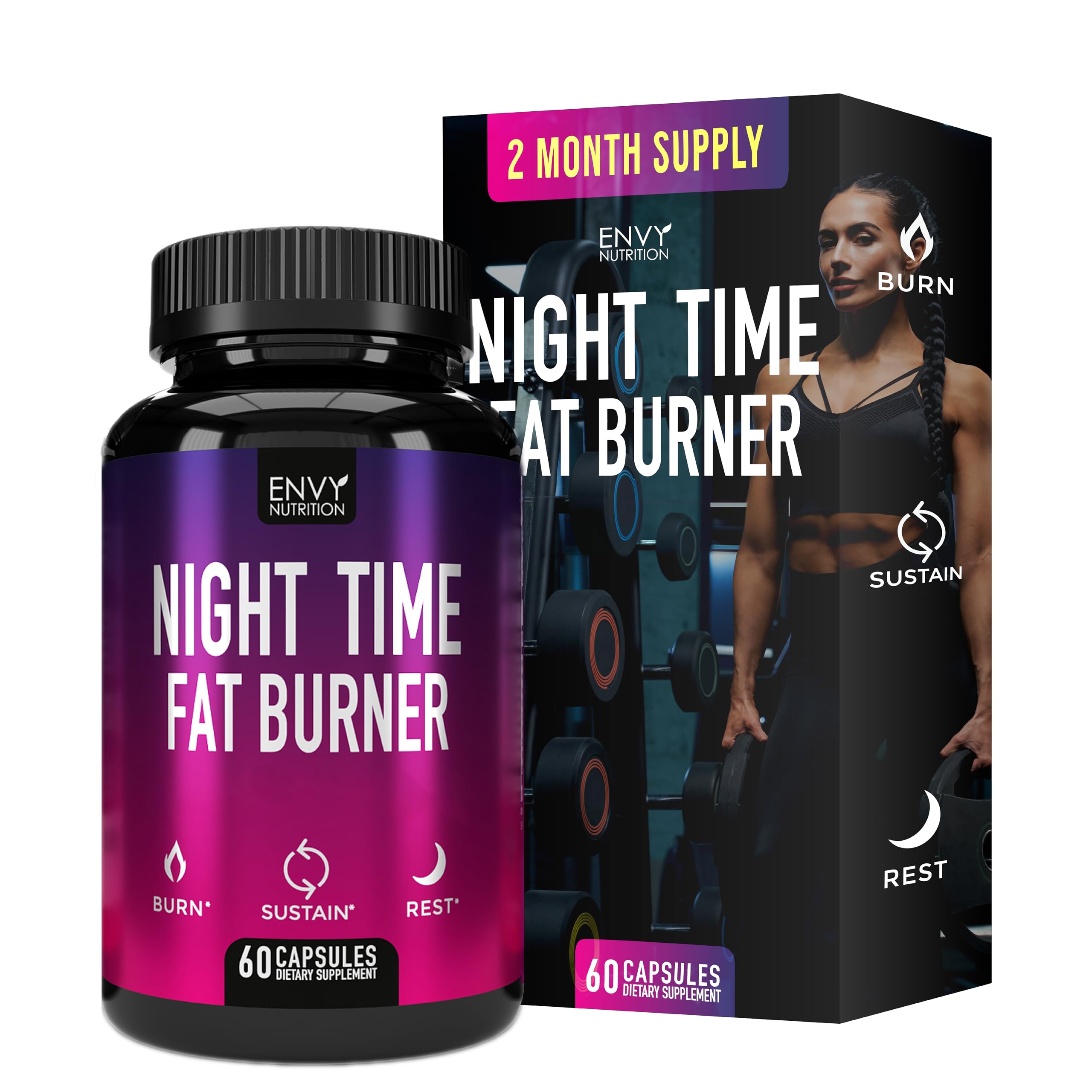 Best Night Time Fat Burner Supplements with Green Coffee Bean Extract - 60 Capsules for Weight Loss & Metabolism Boost | Supports Healthy Sleep & Evening Appetite Control