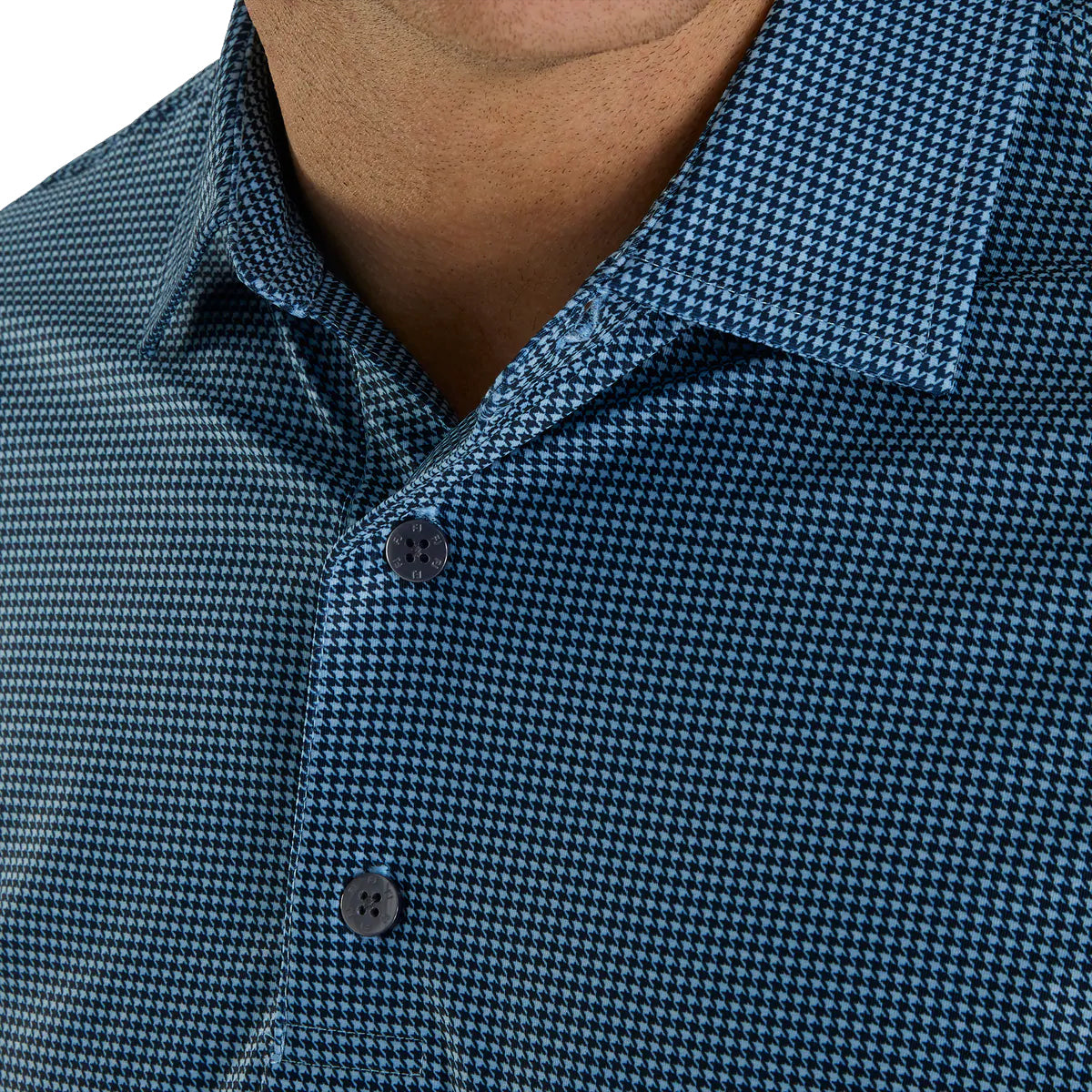 FootJoy Heather Lisle Houndstooth Men's Golf Polo Shirt - Moisture-Wicking, UV Protection & Breathable Fabric for Golf, Business Casual & Outdoor Sports