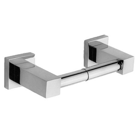 Newport Brass 19-28 Cube 2 Double Post Tissue Holder in Forever Brass Finish - Elegant Bathroom Tissue Dispenser for Modern Homes & Luxury Hotels