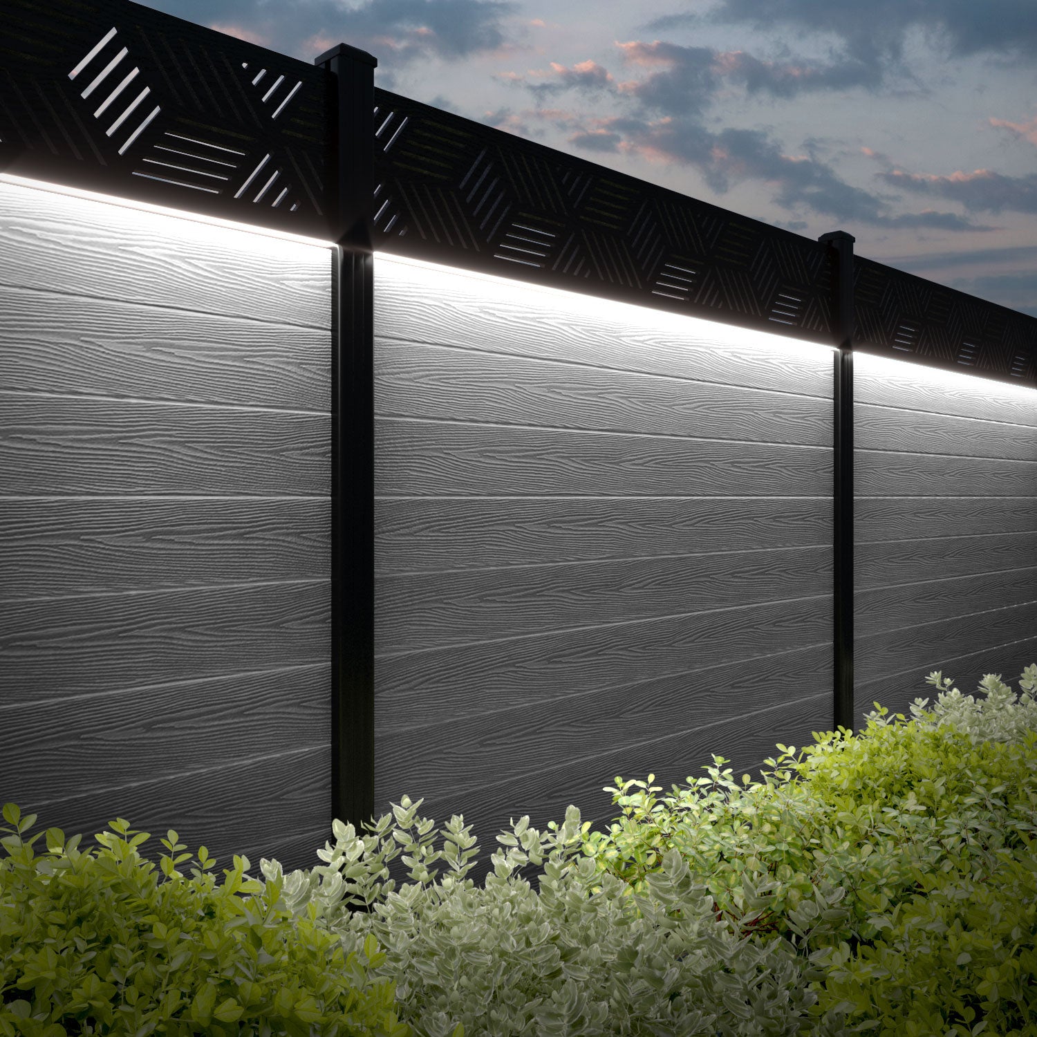 Classic Cubed Fence Panel - Light Grey Composite Privacy Fencing with Durable Posts | Perfect for Backyard, Garden, and Patio Privacy Screening