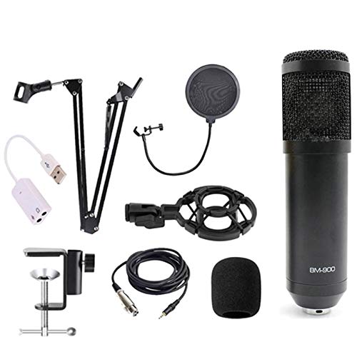 BM-900 Professional Condenser Microphone Kit with Stand - Studio Quality Podcast & Voice Recording Equipment (Black) - Perfect for Home Studios, Podcasting, Streaming & Music Recording
