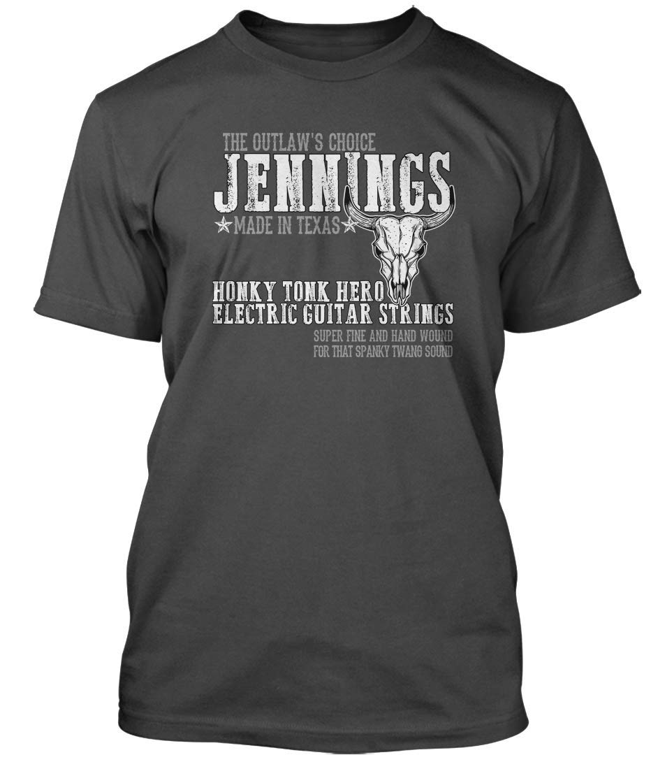 Waylon Jennings Outlaw Country Guitar Strings Men's T-Shirt - Vintage Music Lover Bathroom Wall Decor & Casual Wear for Concerts & Country Fans