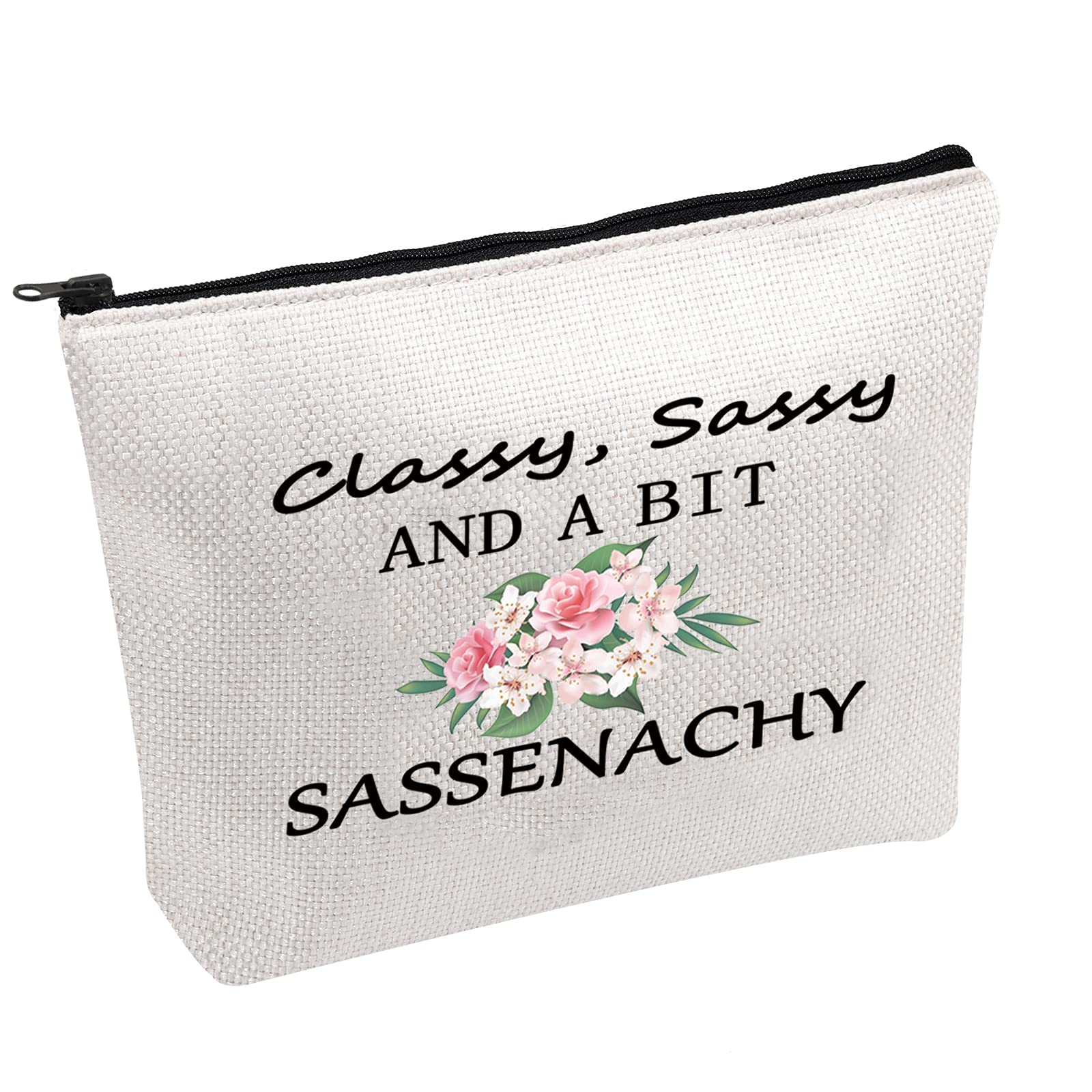Outlander Inspired Gift - Classy, Sassy & Sassenachy Zipper Pouch Cosmetic Bag for Women | Perfect for Makeup, Travel & Fan Merchandise