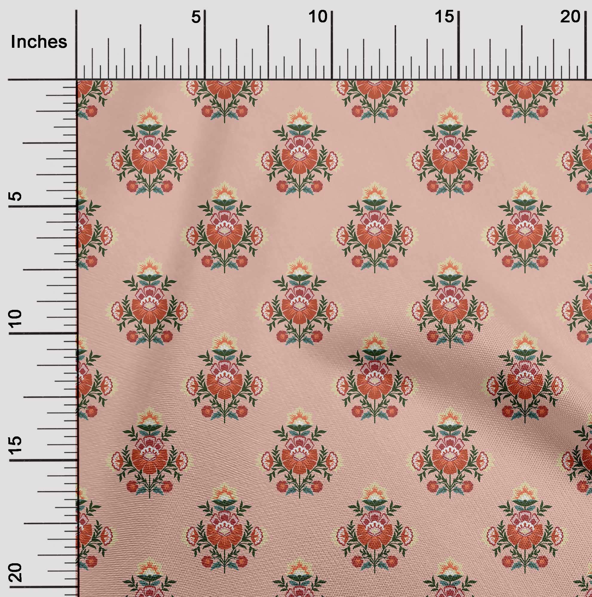 oneOone Viscose Jersey Dusty Pink Mexican Floral Print Fabric by The Yard - 60 Inch Wide Soft Draping Dress Material for Boho Chic Dresses, Skirts & DIY Fashion Projects