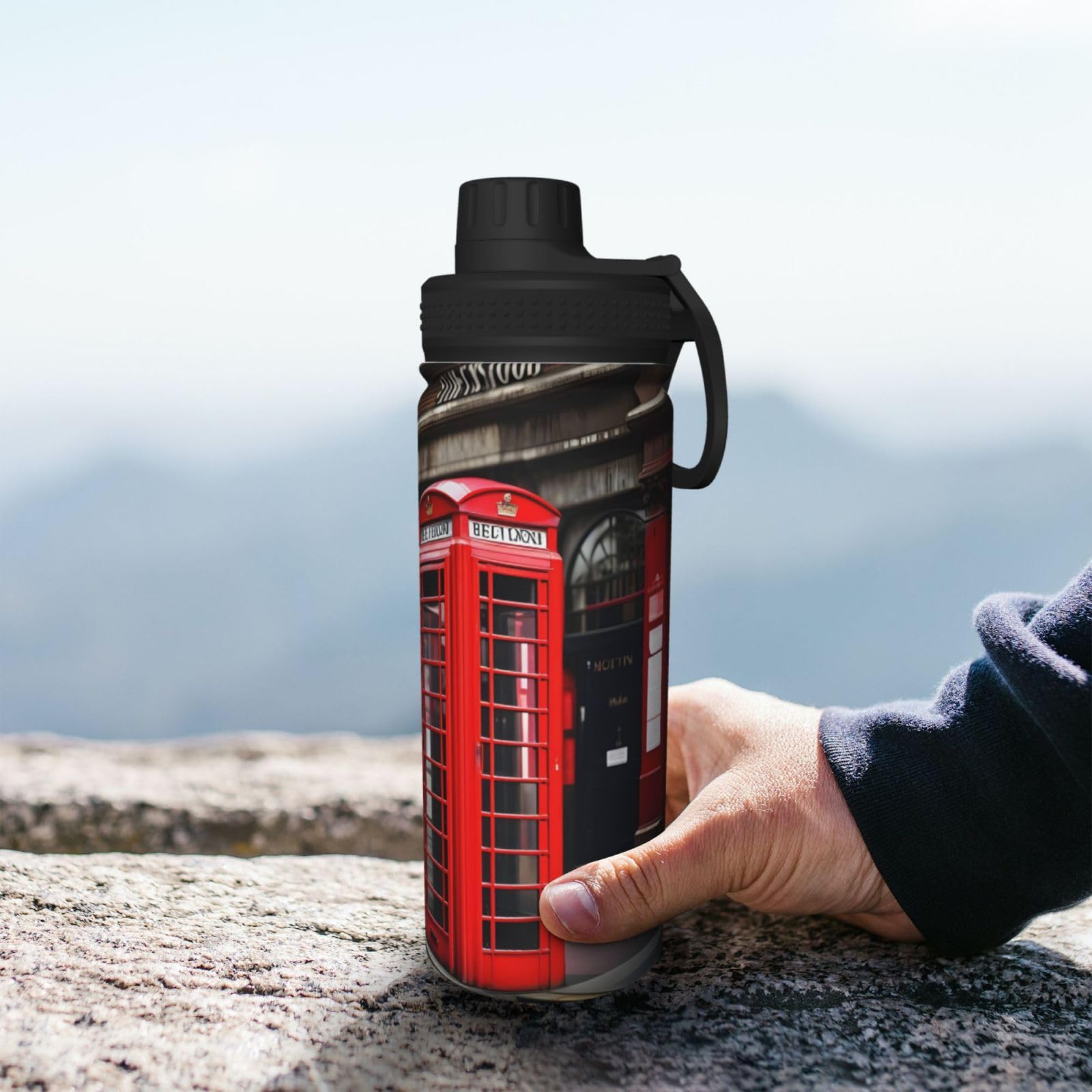 GaxfjRu Insulated Stainless Steel Water Bottle 510ml - Outdoor Sports & Travel Thermos for Hiking, Cycling & Camping - Perfect for London Phone Booth Enthusiasts