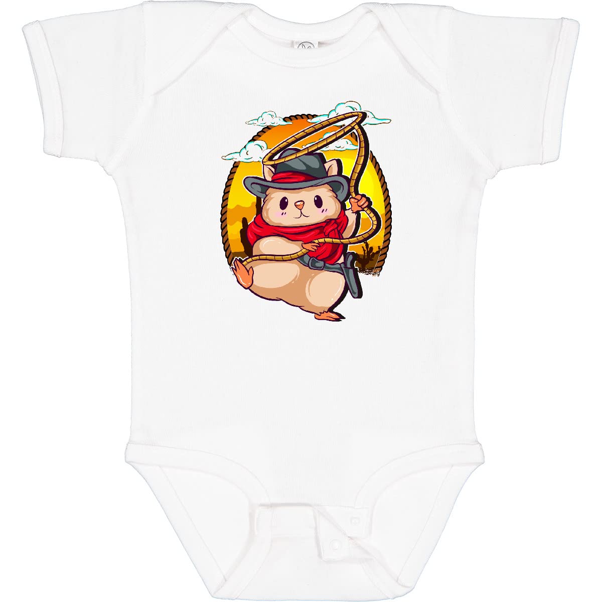 Inktastic Cowboy Baby Clothes - Adorable Hamster Print Bodysuit for Infants & Toddlers | Perfect for Western Theme Parties, Photo Shoots & Everyday Wear