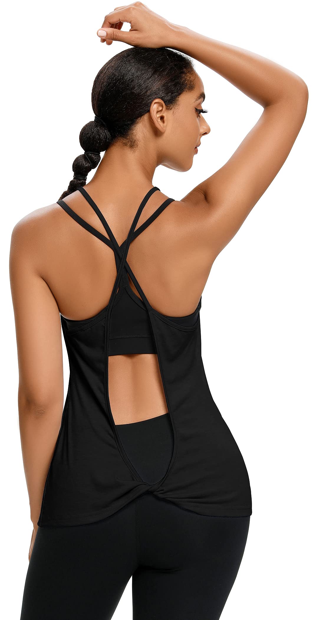 CUQY Women's Open Back Yoga Tops - Strappy Halter Workout Tank Top for Gym & Summer Fitness | Breathable Activewear for Yoga, Running & Outdoor Sports
