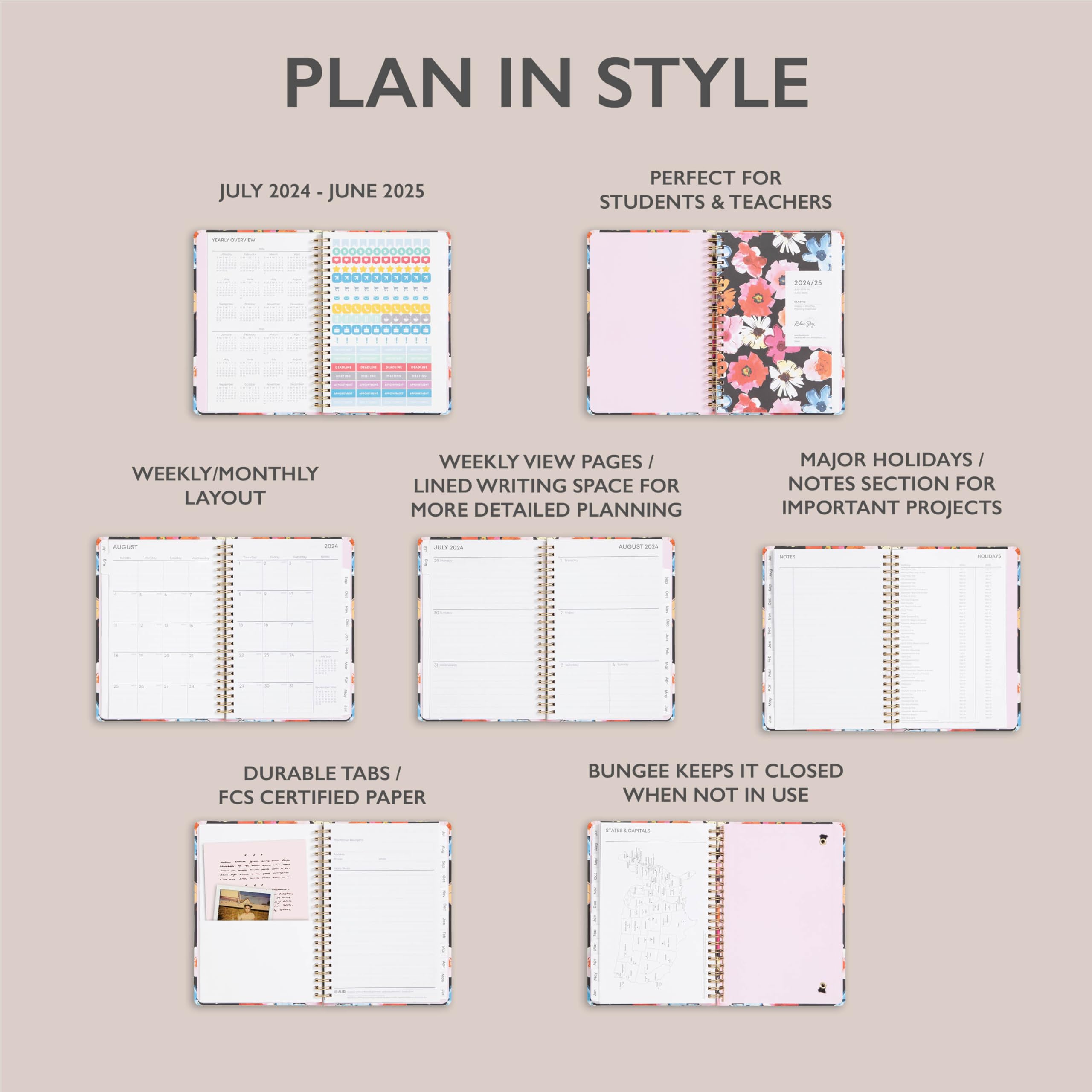 Blue Sky 2024-2025 Academic Year Weekly & Monthly Planner - 5