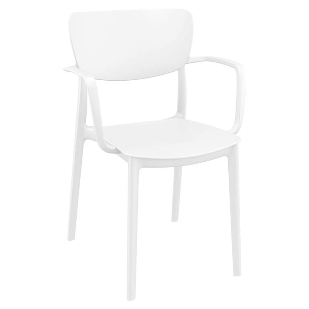 White Compamia Lisa Outdoor Dining Arm Chairs (Set of 2) - Weather-Resistant Patio Furniture for Garden, Poolside & Backyard Dining