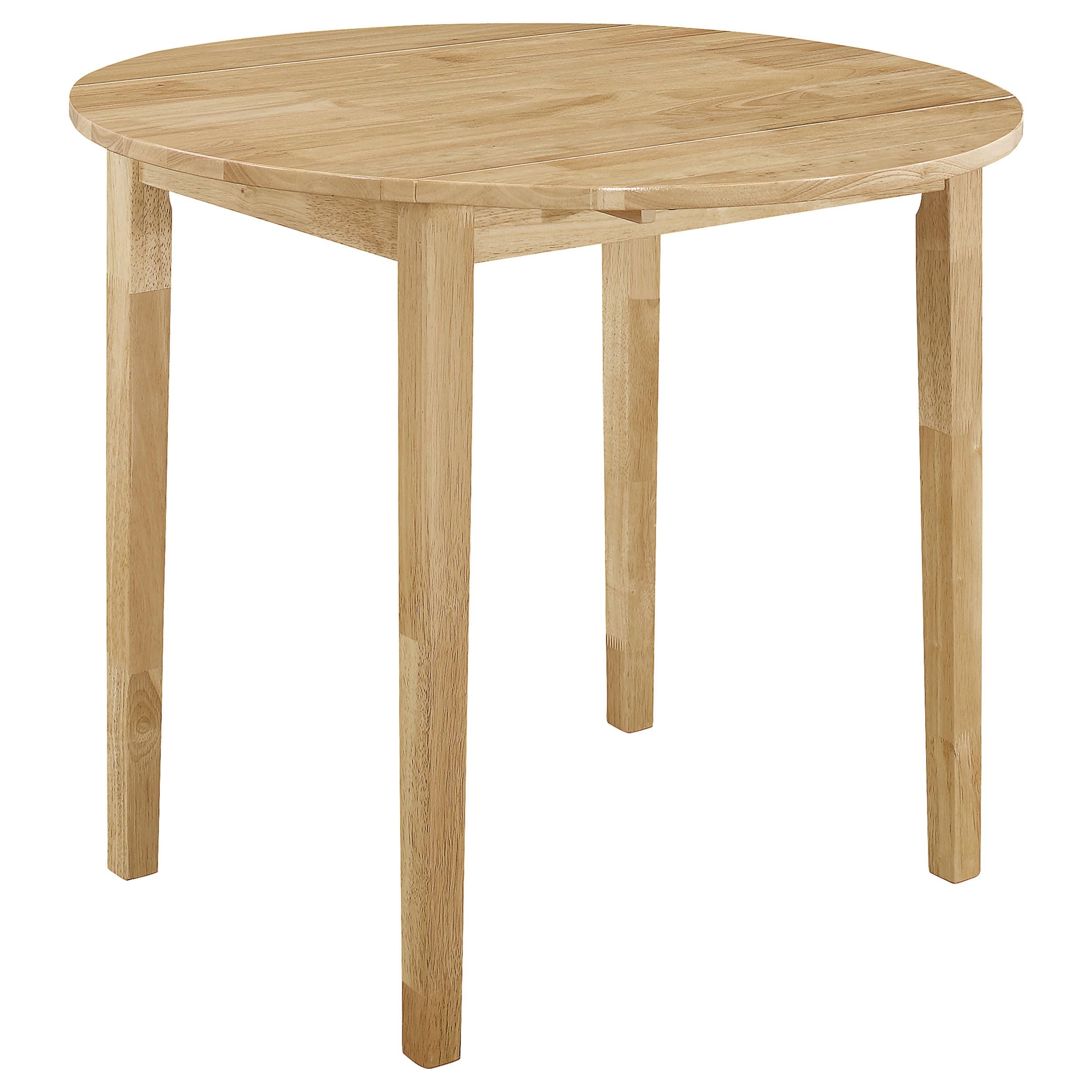 Coaster Home Furnishings 3-Piece Round Wood Dining Set with Drop Leaf Extension Table & Upholstered Ladder Back Chairs - Beige/Natural (130006) | Perfect for Small Spaces, Breakfast Nooks & Cozy Dining Areas