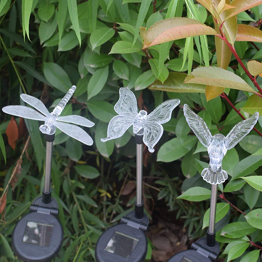 3Pcs Solar Powered LED Garden Lights - Butterfly & Dragonfly Shaped Outdoor Decor for Yard, Lawn & Pathway | Weatherproof Solar Lighting for Patio, Backyard & Landscape Decoration