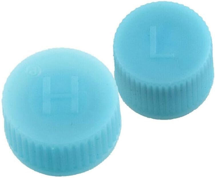 2Pcs Blue R134a AC Valve Caps - Leakproof High & Low Pressure Replacement Caps for Car Air Conditioning System | Automotive AC Charging Port Protection | Perfect for DIY Car Maintenance & AC Service