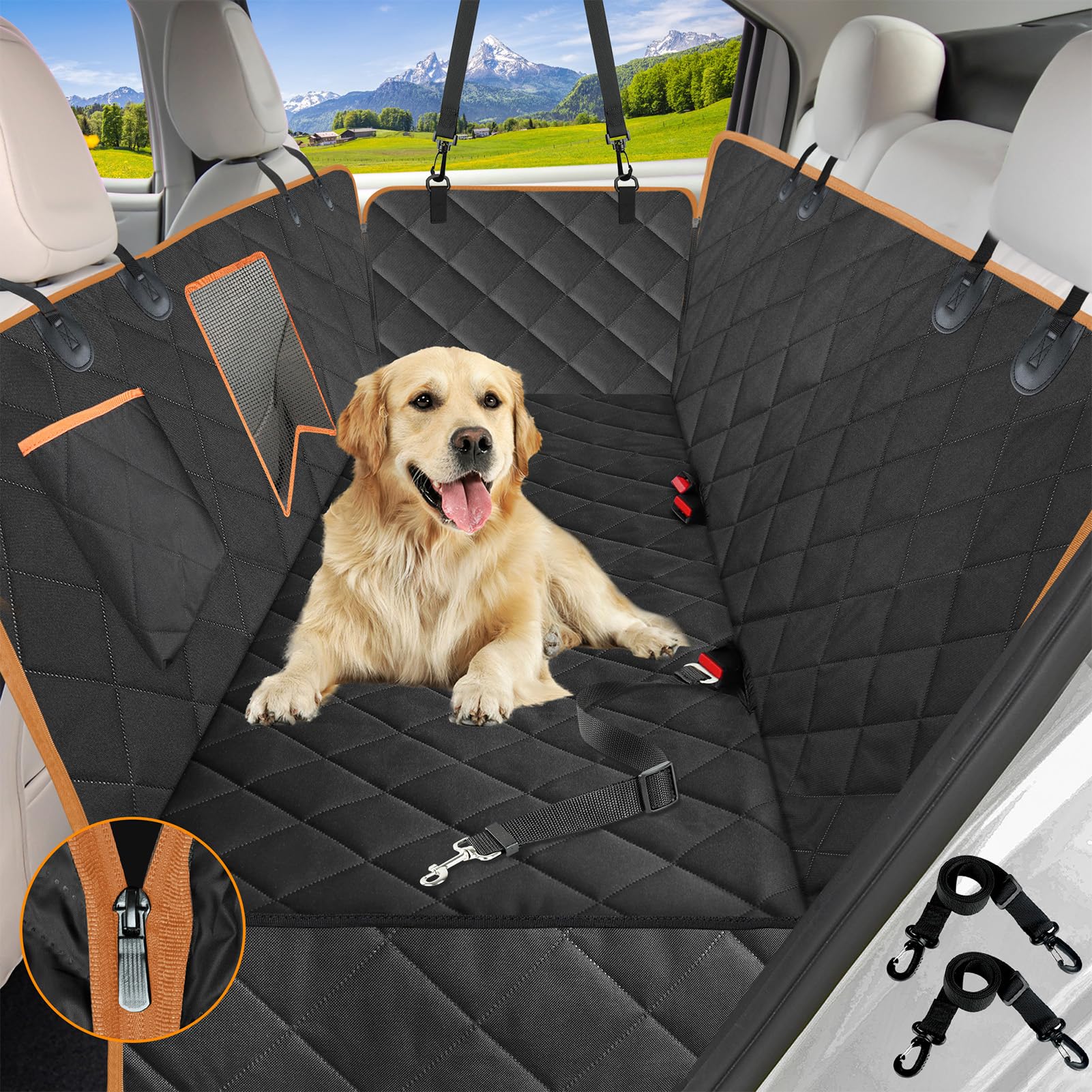 **Kytely Waterproof Dog Car Seat Cover for Back Seat - Heavy Duty 600D Hammock with Mesh Window, Anti-Scratch & Nonslip Pet Seat Protector for Cars, Trucks, SUVs - Perfect for Travel, Road Trips & Pet Safety**