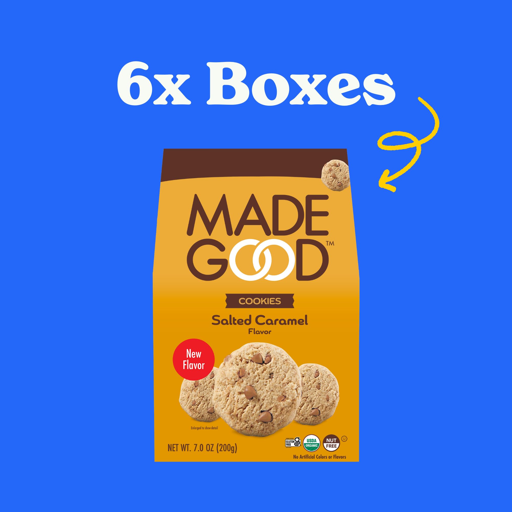 Organic Gluten-Free MadeGood Salted Caramel Crunchy Cookies - 6 Pack (7oz Each Box) | Healthy School Snacks, Vegan Treats & On-the-Go Breakfast Options