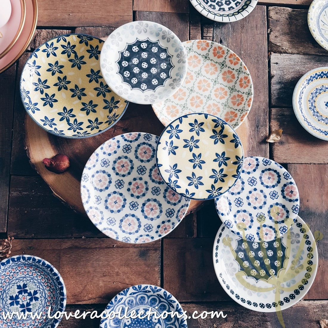 **50% Off + Buy 1 Get 1 Free - Awasaka Japan Floral Print Condiment Dishes & Dessert Plates Set - Perfect for Sushi, Salads, and Party Serving**