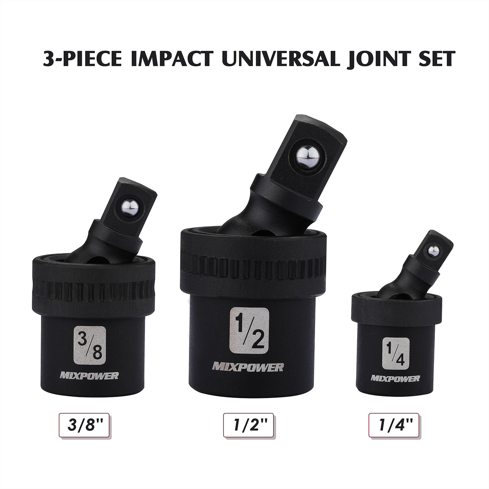 MIXPOWER 3-Piece Impact Universal Joint Socket Set - 1/4