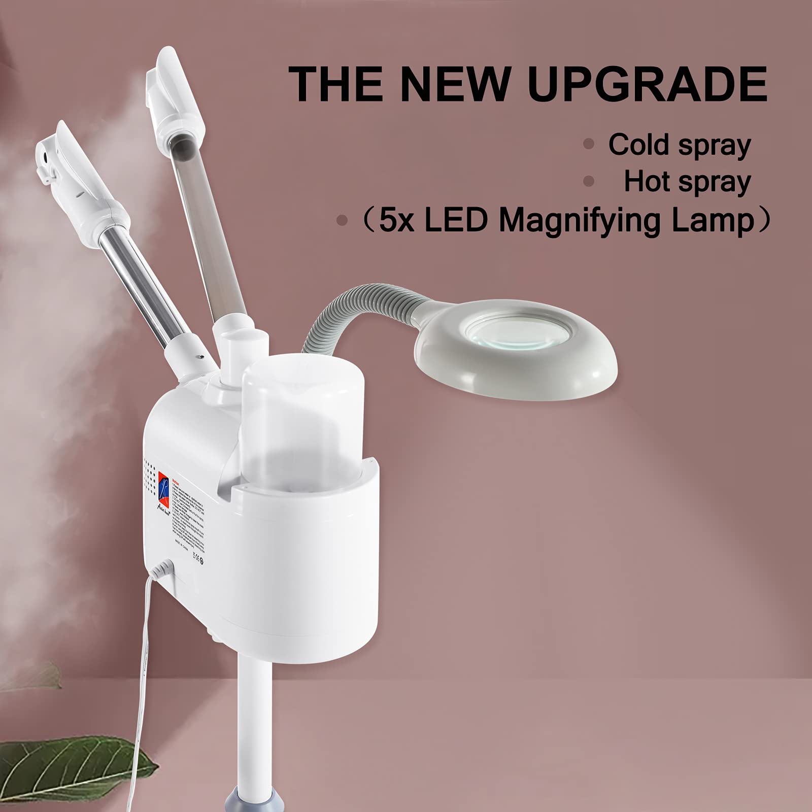 Professional 3-in-1 Facial Steamer with Hot & Cold Nozzle - 5X LED Magnifying Lamp for Estheticians | Salon & Spa Equipment | Perfect for Deep Cleansing, Hydration & Skin Treatments