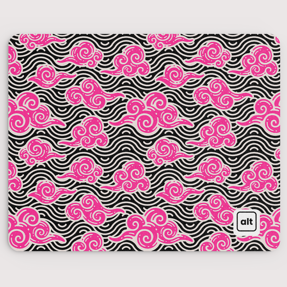 Pink Anime Clouds Gaming Mouse Pad - Soft Non-Slip Rubber Base for PC & Laptop - Perfect for Office, Gaming & Home Use