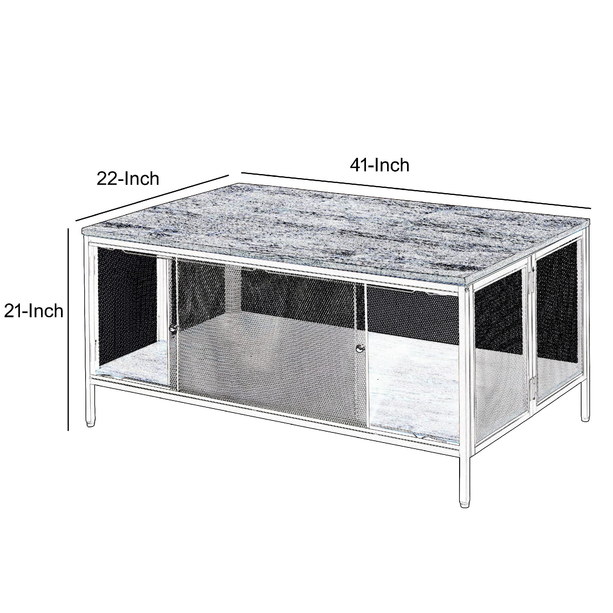 Modern Metal Coffee Table with 1 Bottom Shelf - Brown & Gray Mesh Design for Living Room, Office or Patio Furniture
