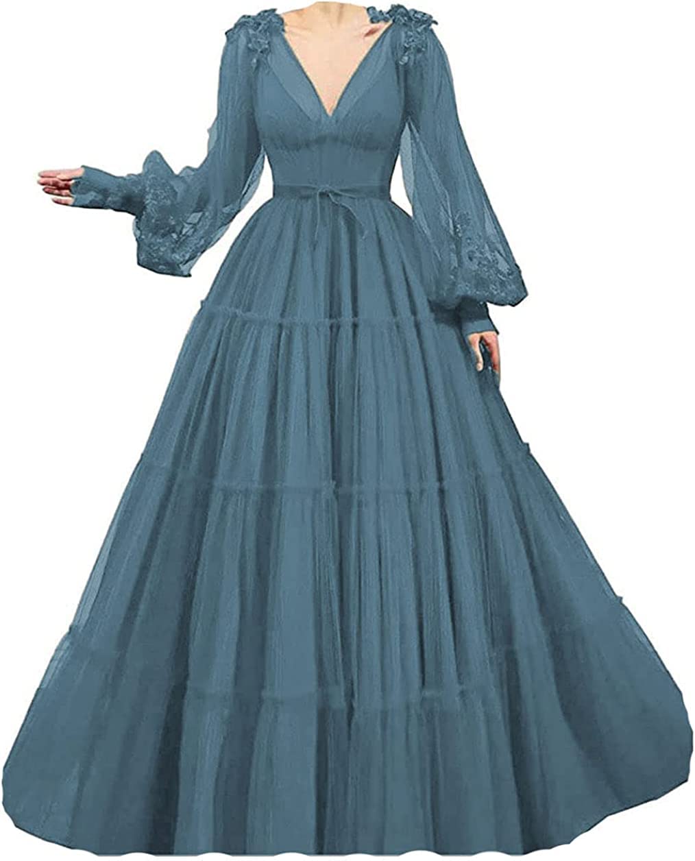 Elegant Long Puffy Sleeve Prom Dresses for Women - Tulle Ball Gown Formal Princess Party Dress for Homecoming, Quinceañera & Birthday Celebrations