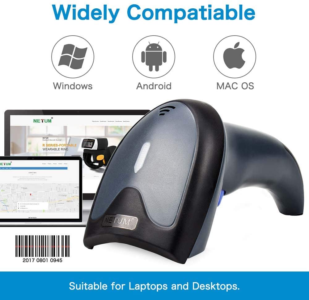 W3 1D USB Barcode Scanner - Fast & Accurate QR Code Reader for Retail, Warehouse, and Inventory Management | Compatible with PC, POS, and Android Devices