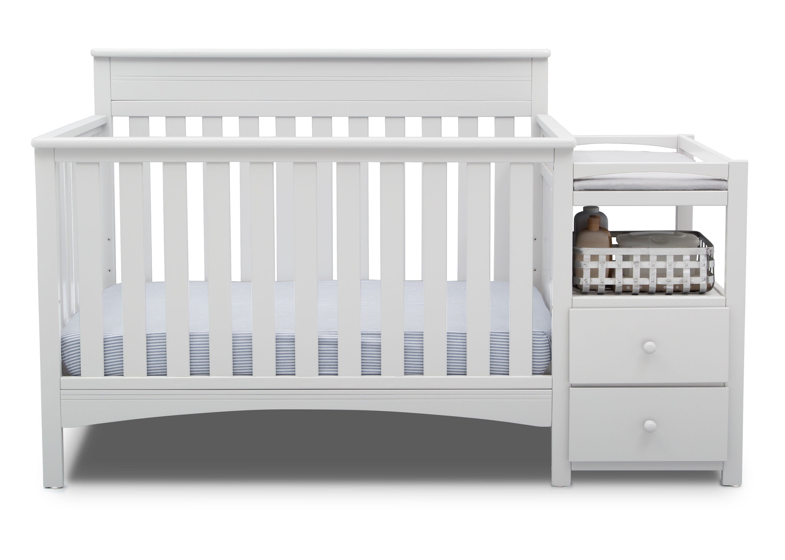 Presley 4-in-1 Convertible Baby Crib with Changing Table - Toddler Bed, Daybed & Full Size Bed Conversion - Nursery Furniture for Boys & Girls - Perfect for Small Spaces & Modern Nurseries