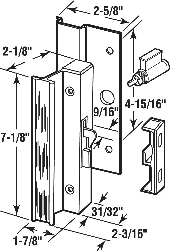 Prime-Line C 1094 Black Extruded Patio Door Surface Hook Latch with Key - Secure Sliding Glass Doors & Windows - Single Pack for Home & Garden Security