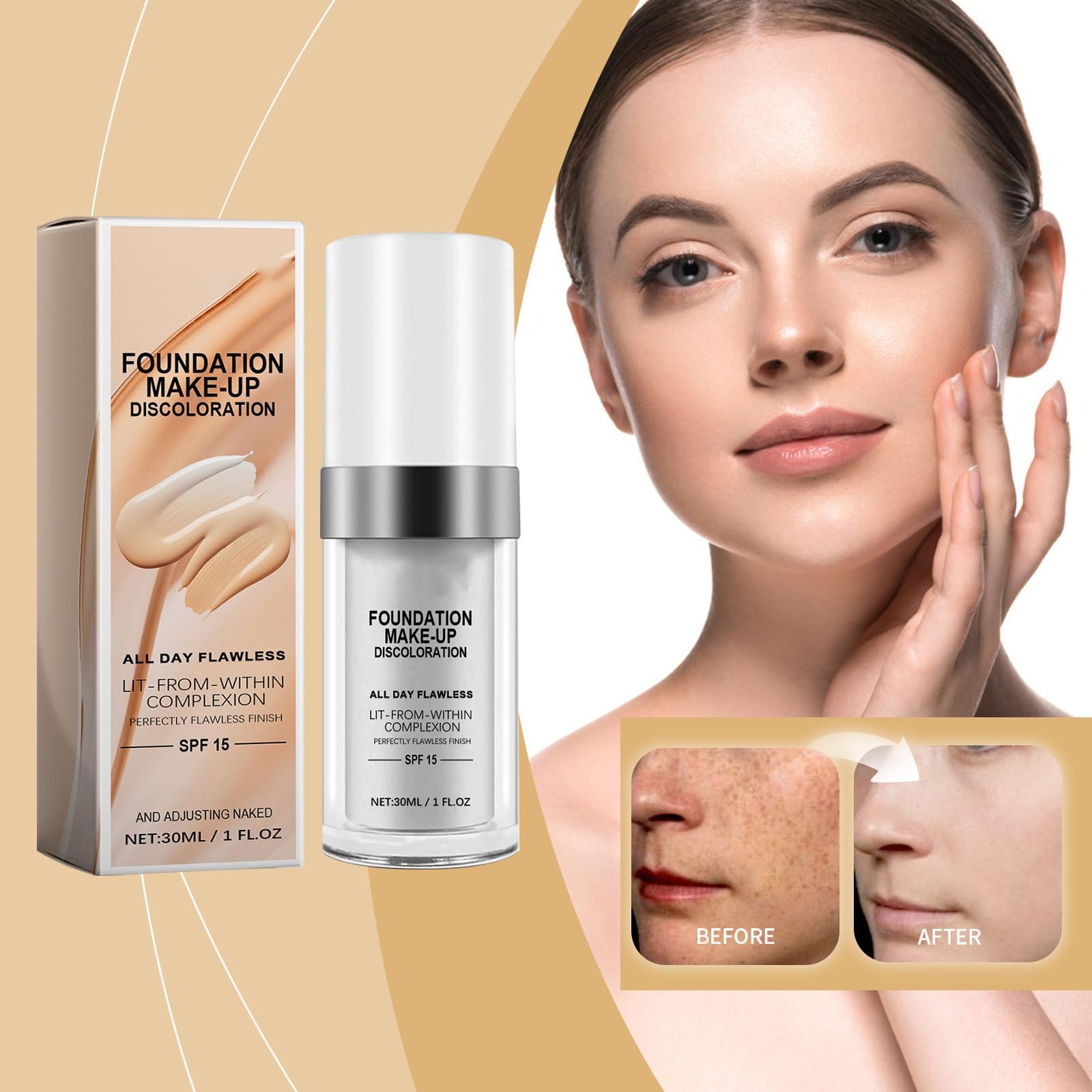 Contrast Color Changing Mature Skin Foundation - Adjusts to Match Your Skin Tone | White to Natural Foundation for Flawless Coverage | Perfect for Daily Wear, Special Occasions & Photography