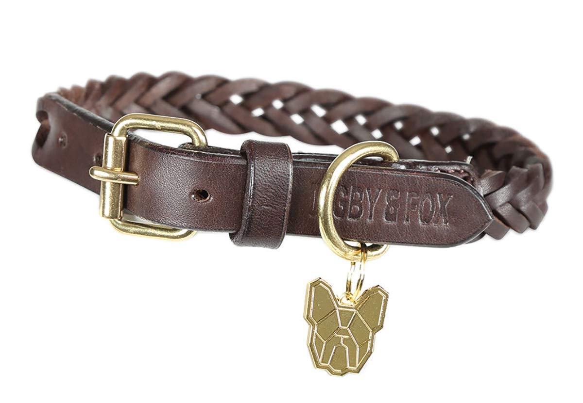 Digby and Fox Braided Dog Collar - Small, Brown Leather Pet Collar for Small Dogs - Perfect for Daily Walks, Training & Fashion Accessories