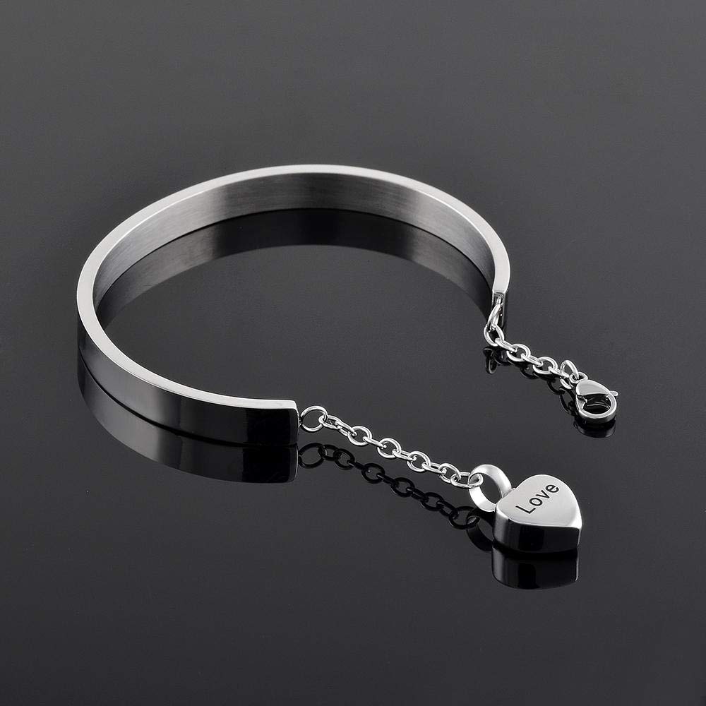 Elegant Stainless Steel Cremation Urn Bracelet for Women - Heart Charm Pendant Ashes Keepsake Bangle, Memorial Jewelry for Loved Ones (10pcs) - Perfect for Remembrance, Gifts & Special Occasions