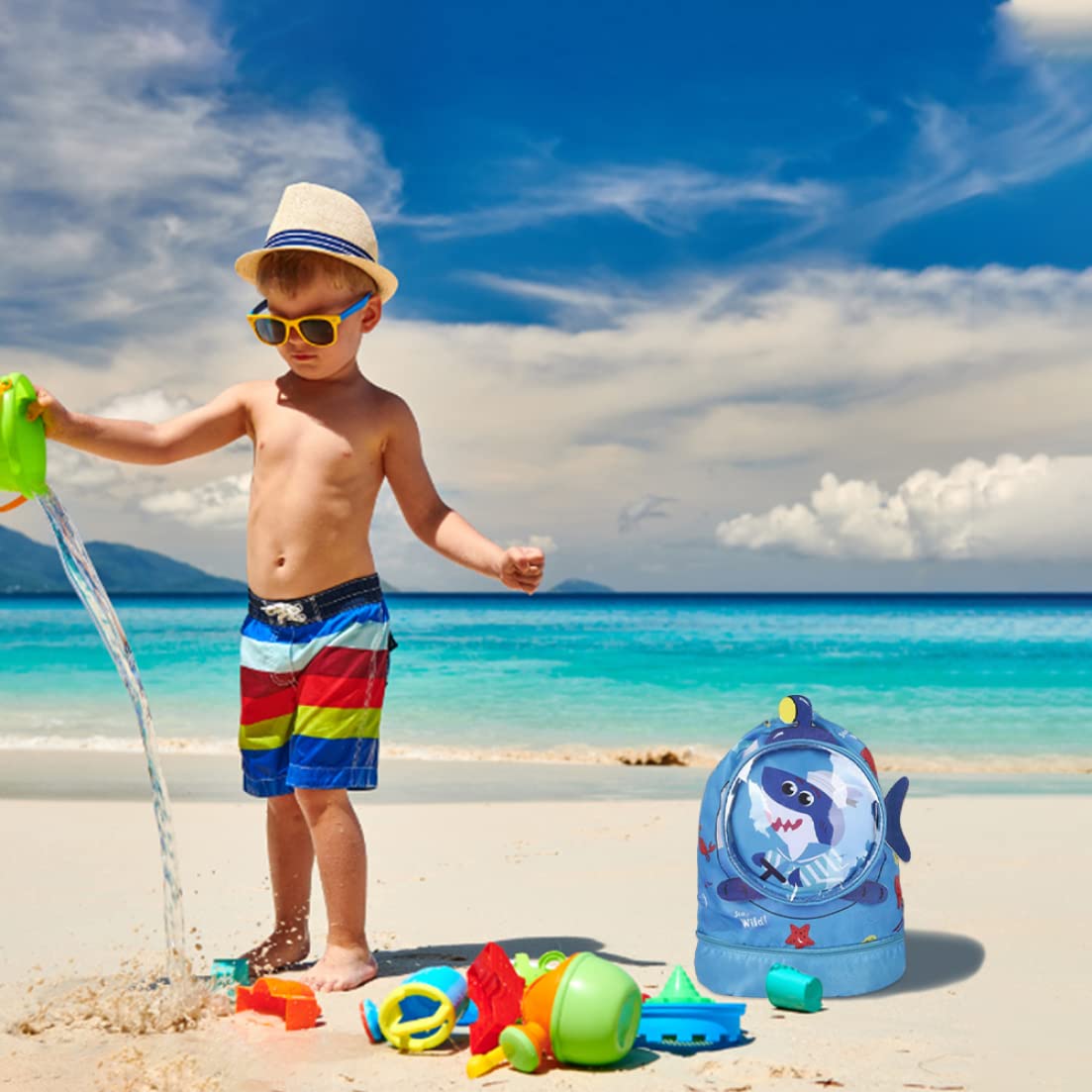 **Yililay Kids Swim Bag - Waterproof Drawstring Backpack for Beach & Pool, Double Layer Dry Wet Separation Storage - Perfect for Swimming Lessons, Travel & Outdoor Activities**