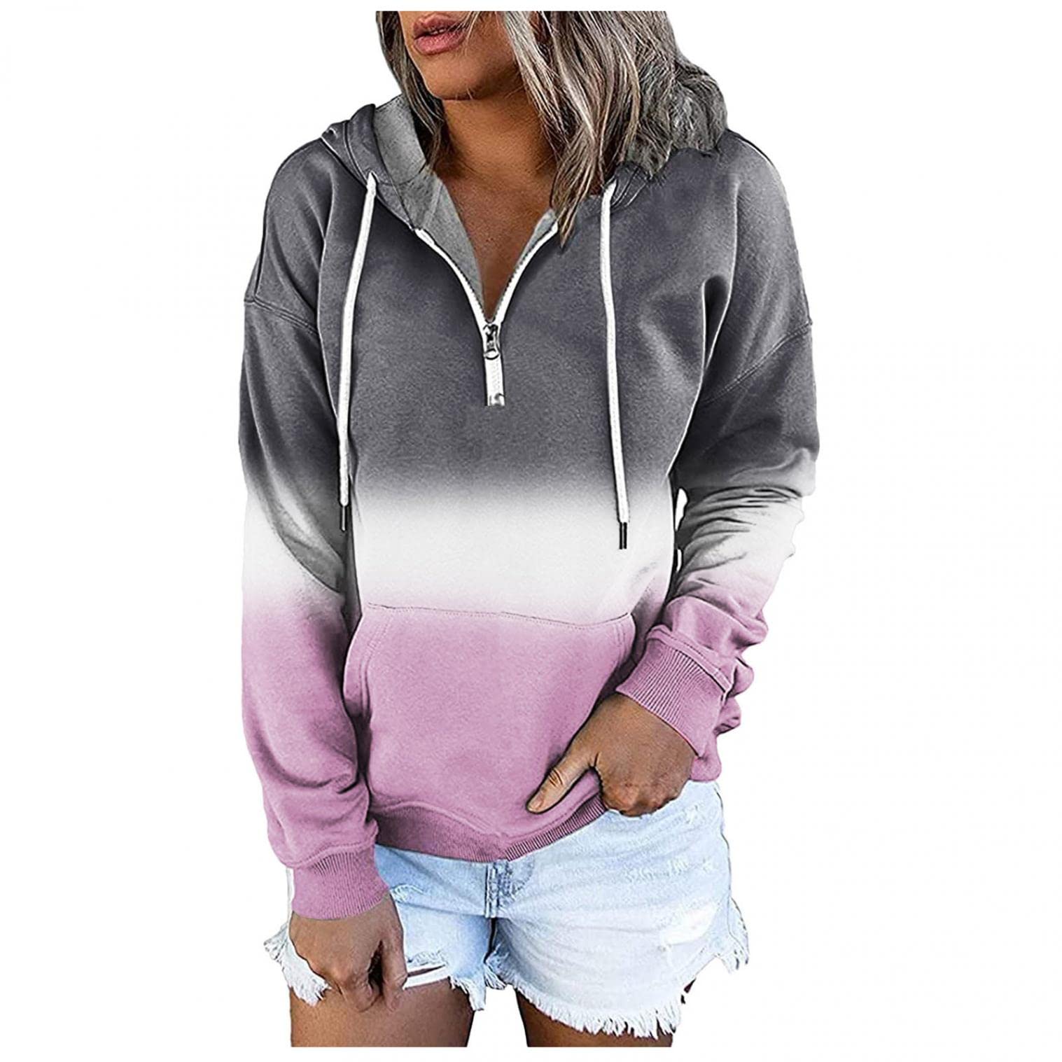 Women's Lightweight Zip-Up Hoodie with Pocket - Basic Pullover Sweatshirt for Teen Girls, Long Sleeve Crop Top | Casual Wear, Gym, Street Fashion, Loungewear