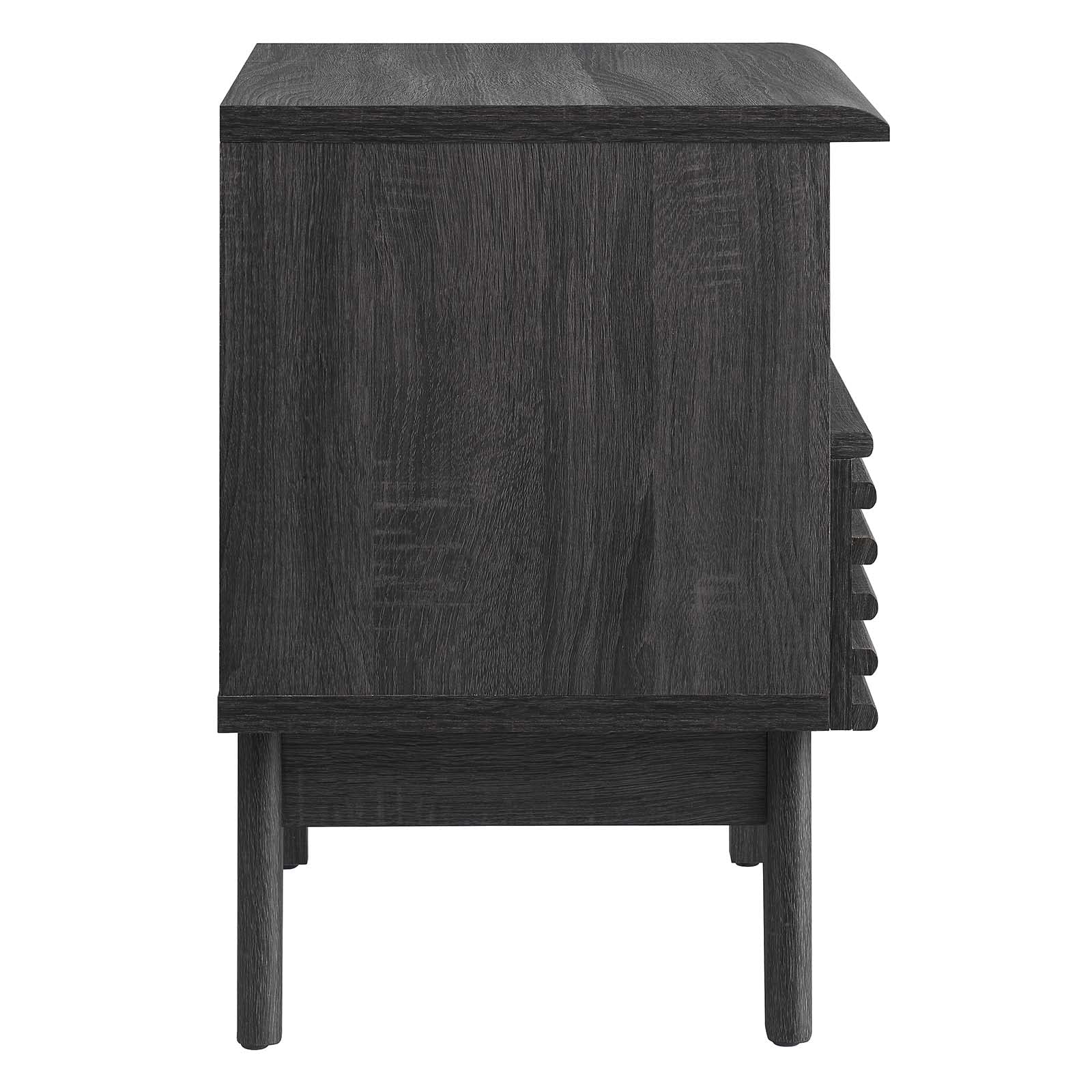 Mid-Century Modern Nightstand with Single Drawer - Charcoal Finish | Stylish Bedside Table for Bedroom, Living Room & Office