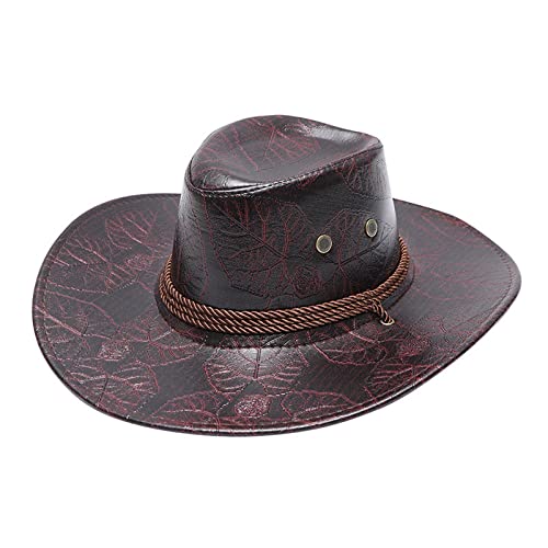 Stylish Western Cowboy Hat for Adults - Leather Sun Protection & Windproof Design - Perfect for Outdoor Rides, Country Music Festivals, and Western-Themed Events