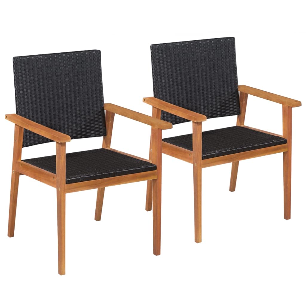 Sywamol 2-Piece Outdoor Dining Chairs Set - Black & Brown Poly Rattan Patio Chairs for Balcony, Garden, Lawn, Backyard - Weather-Resistant Kitchen Chairs for Dining, Relaxing, Entertaining