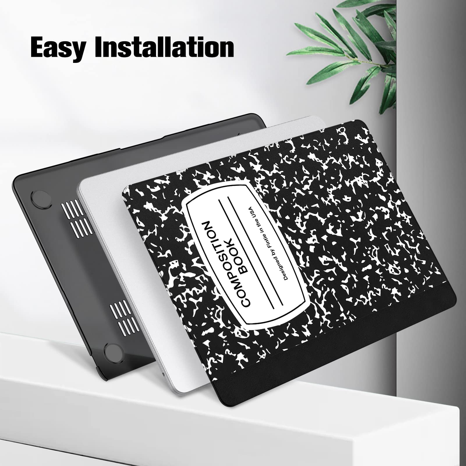 Fintie Protective Hard Shell Case for MacBook Air 13.6 Inch (2022-2025 Models A3240 A3113 A2681) - Snap On Cover Compatible with M2 M3 M4 Chip - Composition Book Design - Perfect for School, Office & Travel Protection