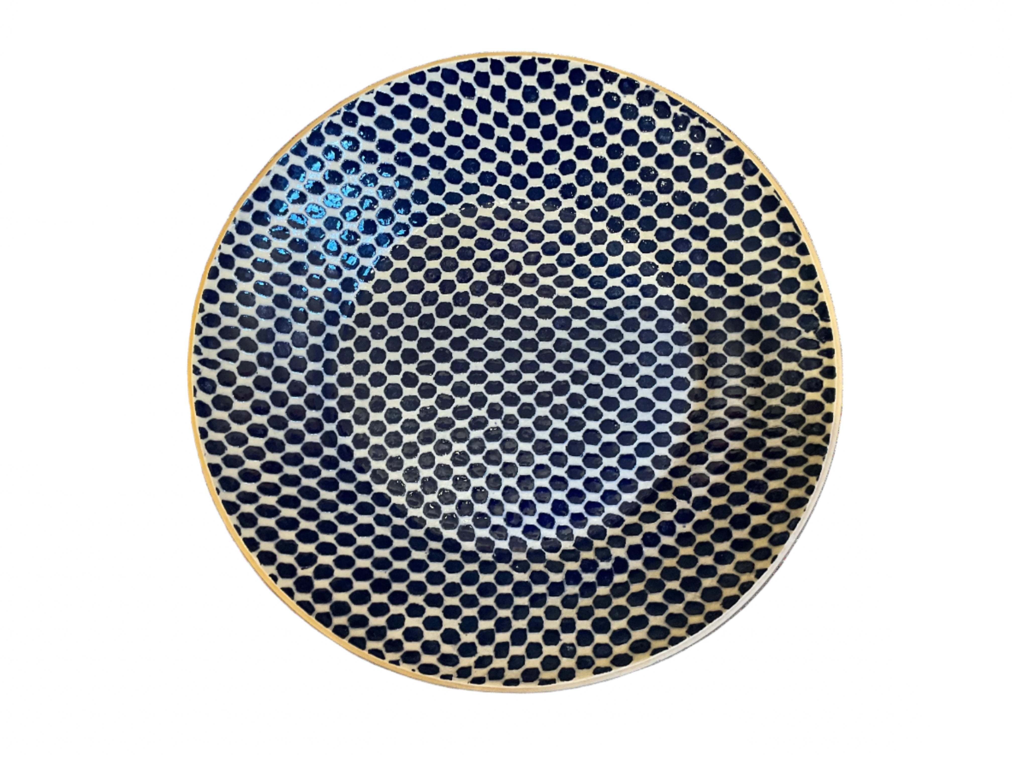 Cobalt Dot Flared Bowl - Handmade Ceramic Serving Bowl for Salads, Soups & Desserts | Perfect for Dining, Entertaining & Home Decor