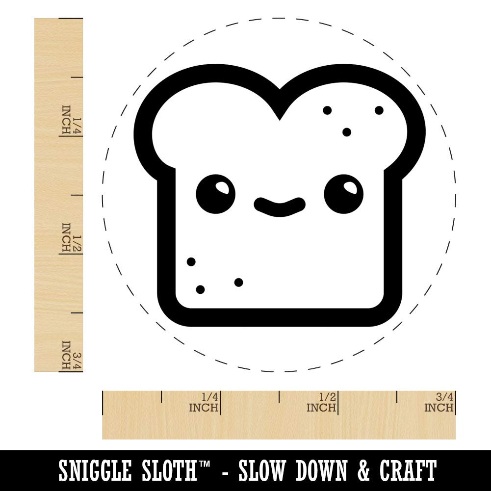Happy Toast Bread Rubber Stamp - Cute Kawaii 3/4 Inch Small Stamping Tool for DIY Crafts, Scrapbooking & Planner Decoration | Perfect for Journals, Cards & Gift Wrapping