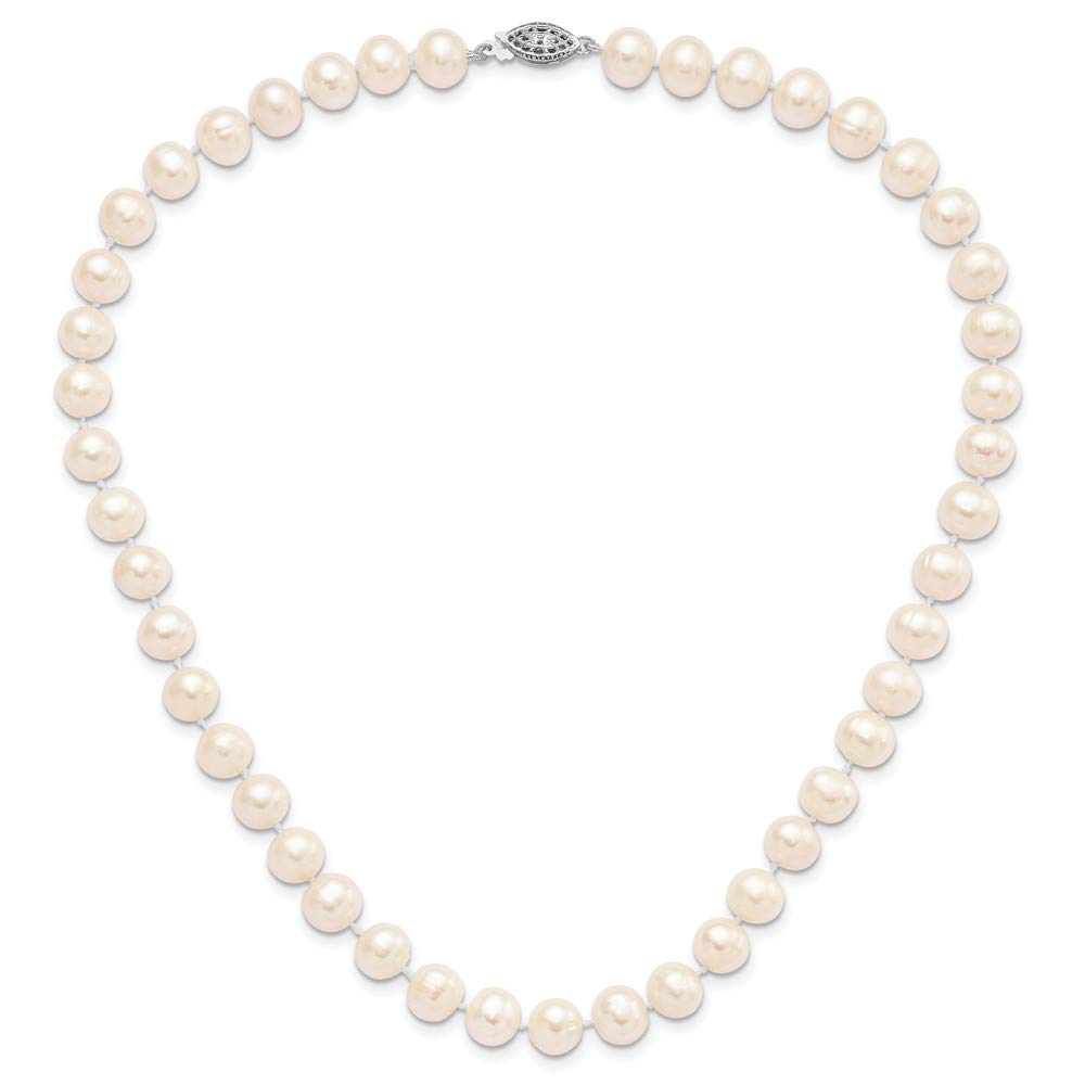 925 Sterling Silver 8mm White Freshwater Cultured Pearl Necklace for Women - Elegant Chain Jewelry Gift for Wedding, Anniversary & Special Occasions