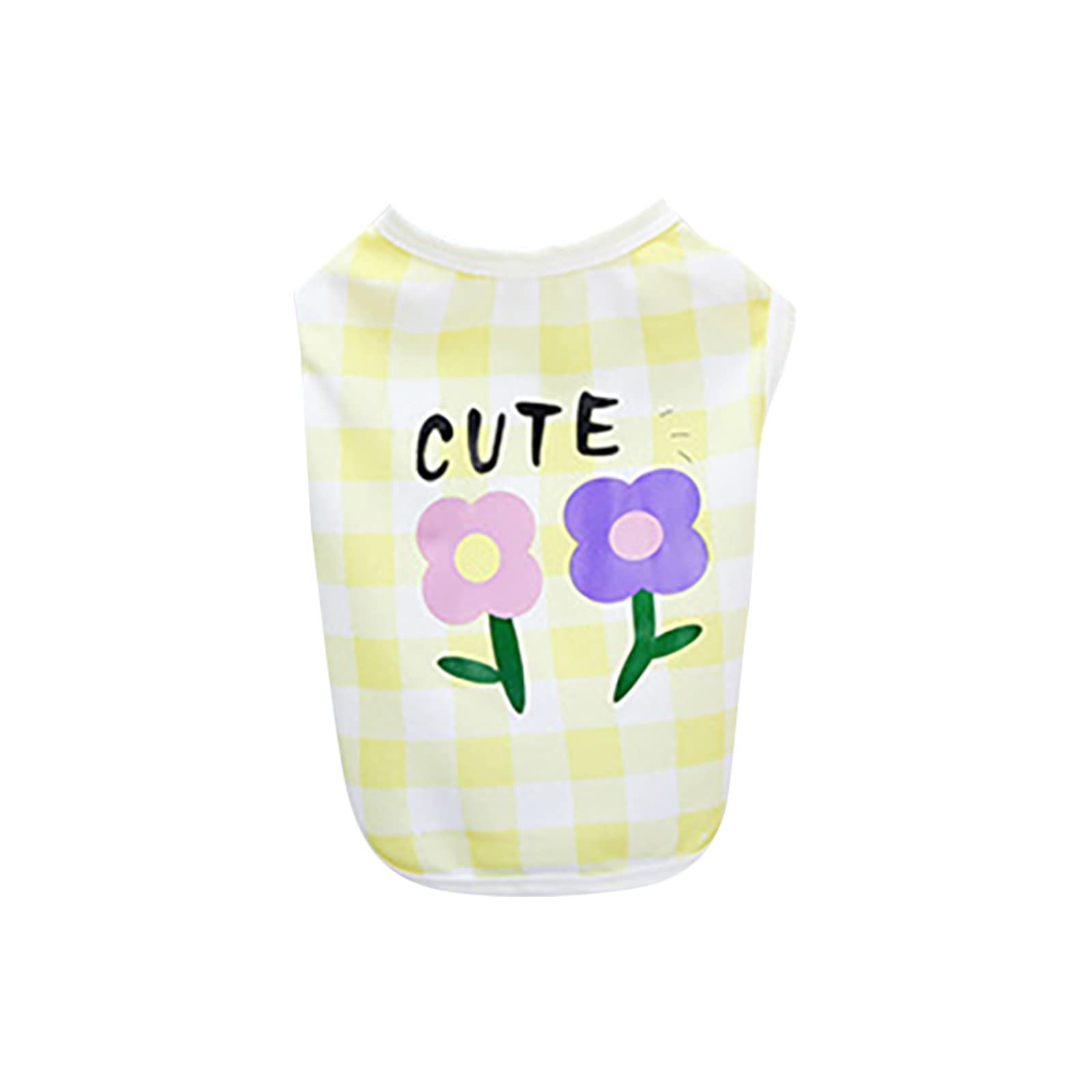 Cute Summer Dog Vest with Floral & Plaid Design - Breathable Pet Clothing for Small & Large Dogs - Perfect for Outdoor Walks, Beach Trips & Photo Shoots