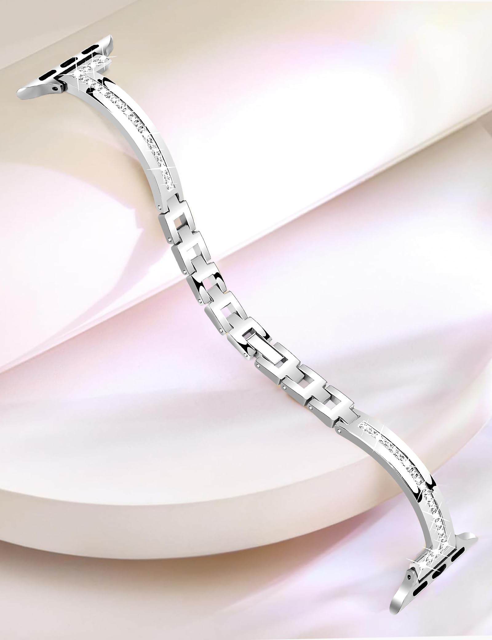 Slim Metal Watch Band for Women - Adjustable Apple Watch Bands 38mm 40mm Compatible with iWatch Series 9/8/7/6/5/4/3/2/1/SE - Elegant Dressy Bracelet for Everyday Wear, Office & Special Occasions - Perfect Gift for Her