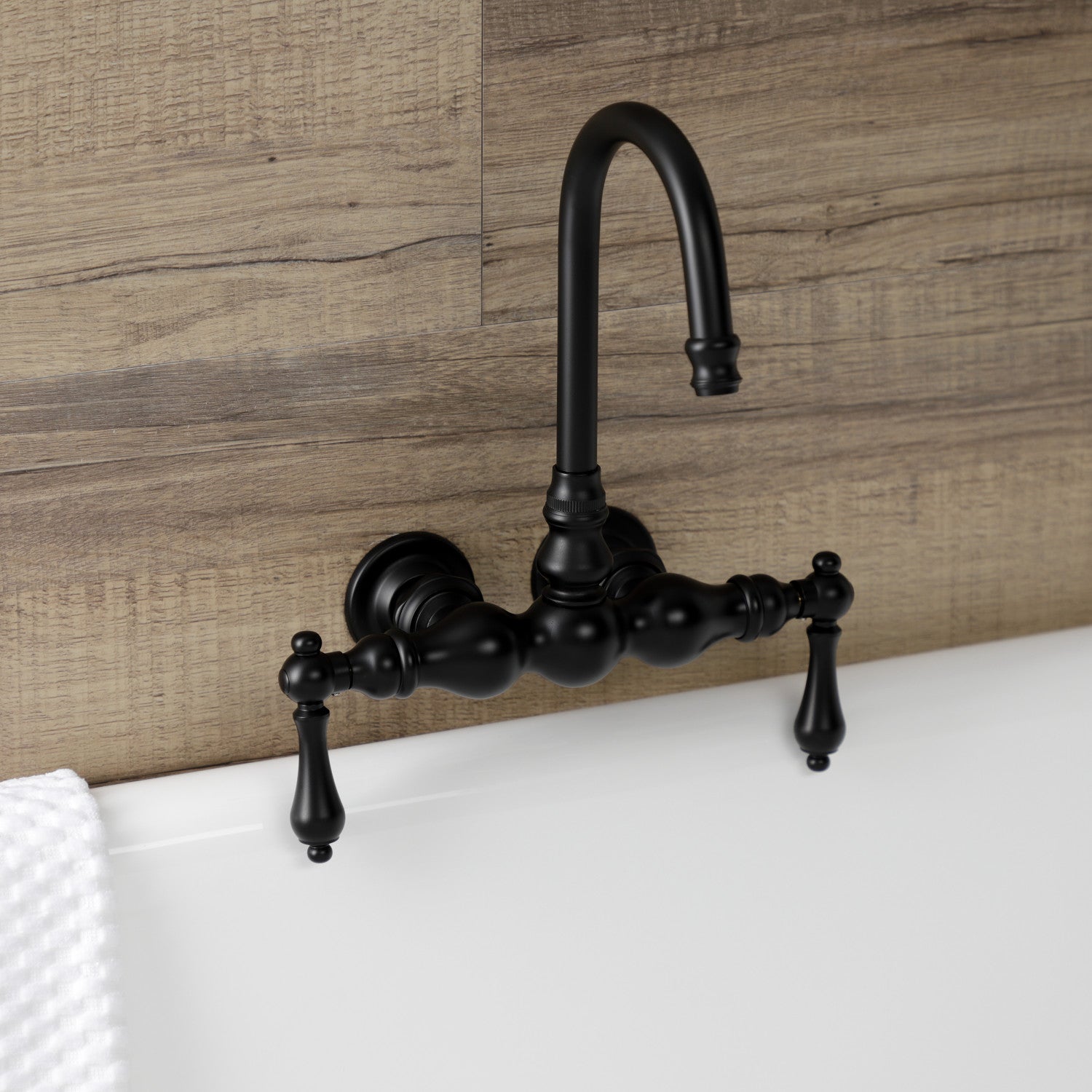 Vintage Matte Black Clawfoot Tub Faucet - Two Handle Wall Mount Bathroom Fixture for Antique & Modern Bathrooms | Perfect for Classic Clawfoot Tubs and Freestanding Bathtubs