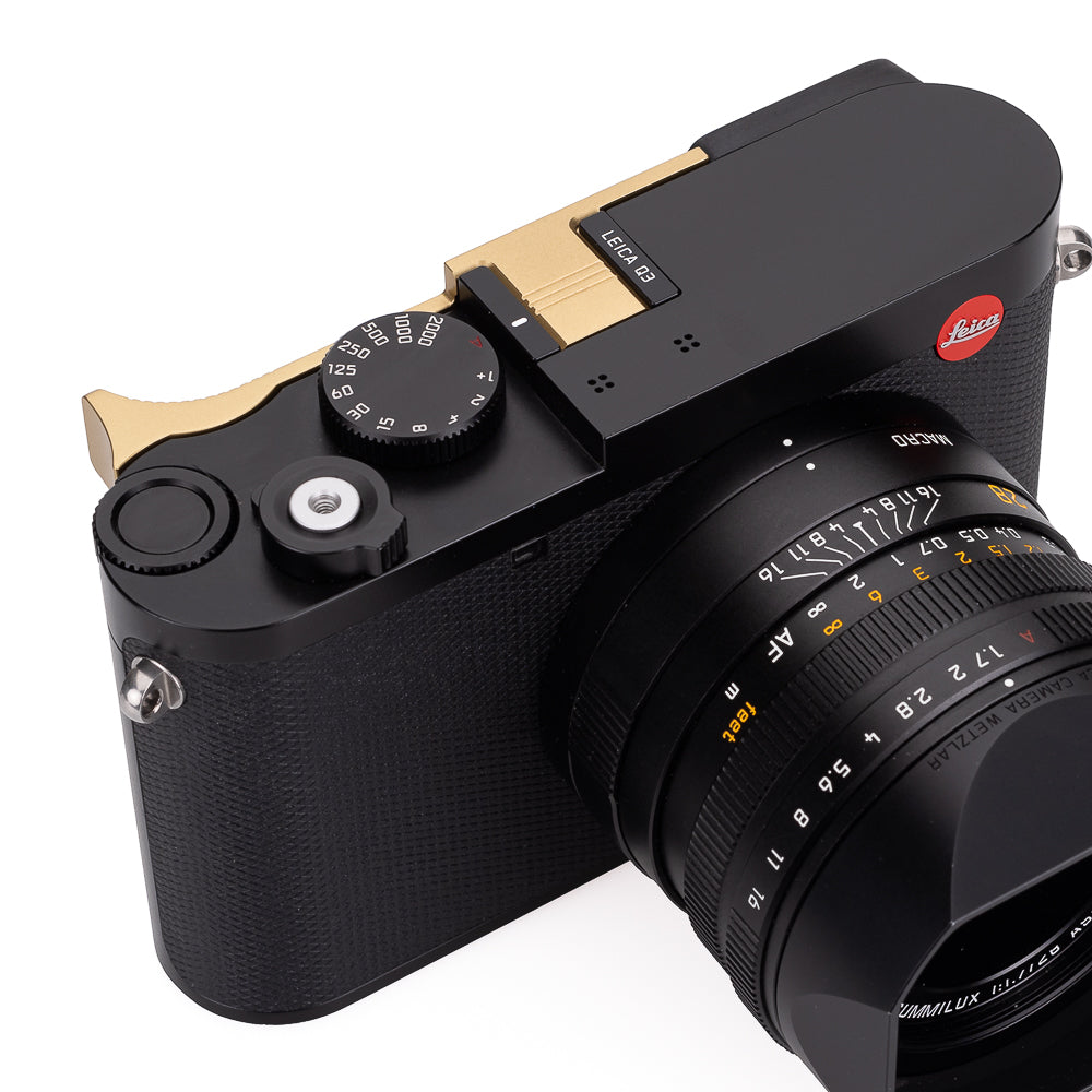 Leica Q3 Thumb Support - Solid Brass with Blasted Finish - Ergonomic Grip for Leica Q3 Camera - Perfect for Street & Travel Photography
