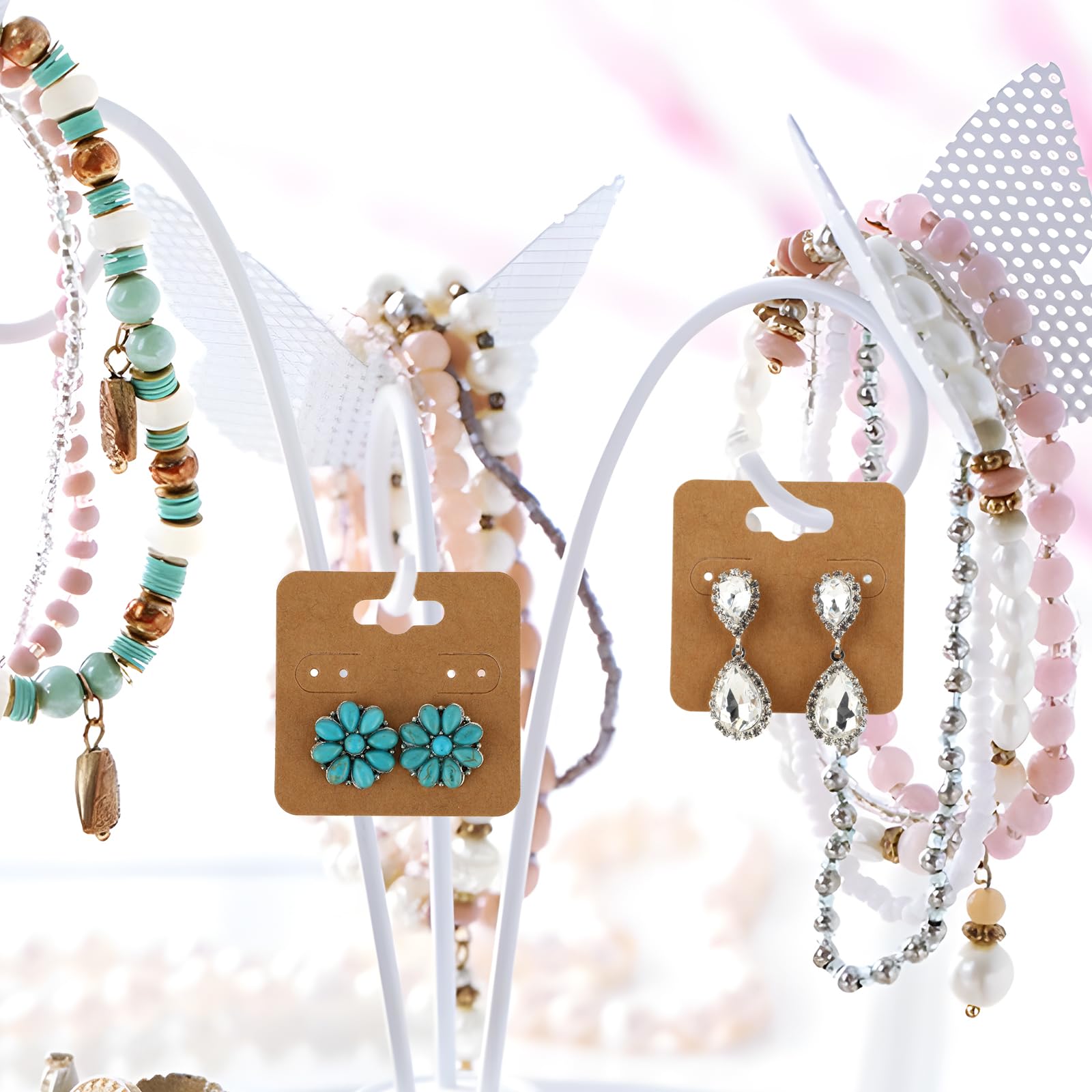 100 Pcs Kraft Earring Display Cards with 6 Holes - Blank Jewelry Packaging & Holder for Earrings - Durable Cardboard Earring Cards for Retail Stores, Craft Shows & Online Boutiques (Brown) - Perfect for Organizing, Displaying & Selling Hanging Earrings