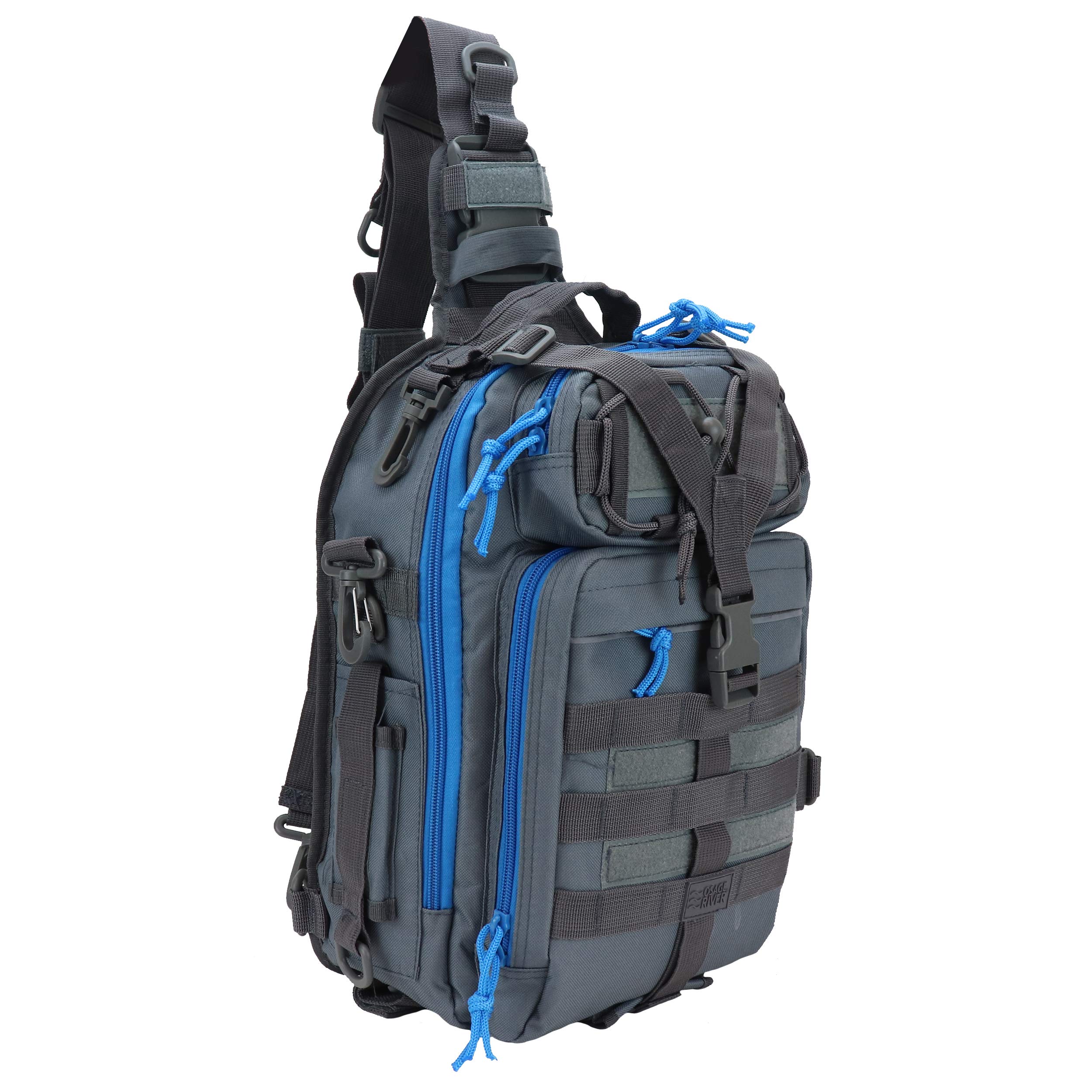 OSAGE RIVER Deluxe Fishing Tackle Sling Bag - Lightweight Waterproof Outdoor Backpack with Rod Holder & Tackle Storage - Perfect for Fishing, Hiking, Hunting & Camping Trips