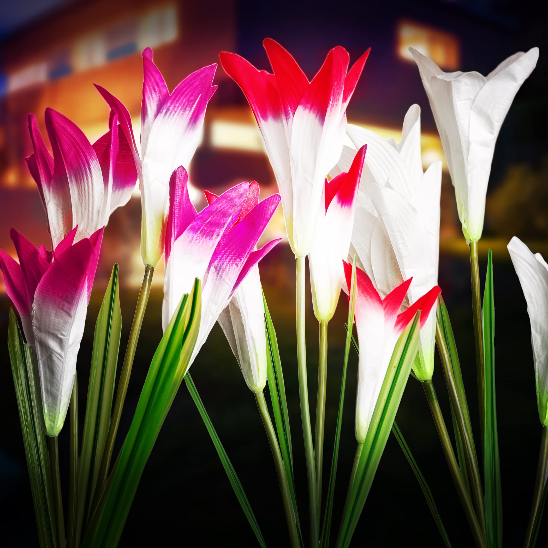 Solar Powered Flower Lights Outdoor - 3 Pack Color Changing Solar Garden Lights, Waterproof Lily Lights for Pathway & Yard Decoration | Perfect for Patio, Lawn, Walkway & Backyard Landscaping
