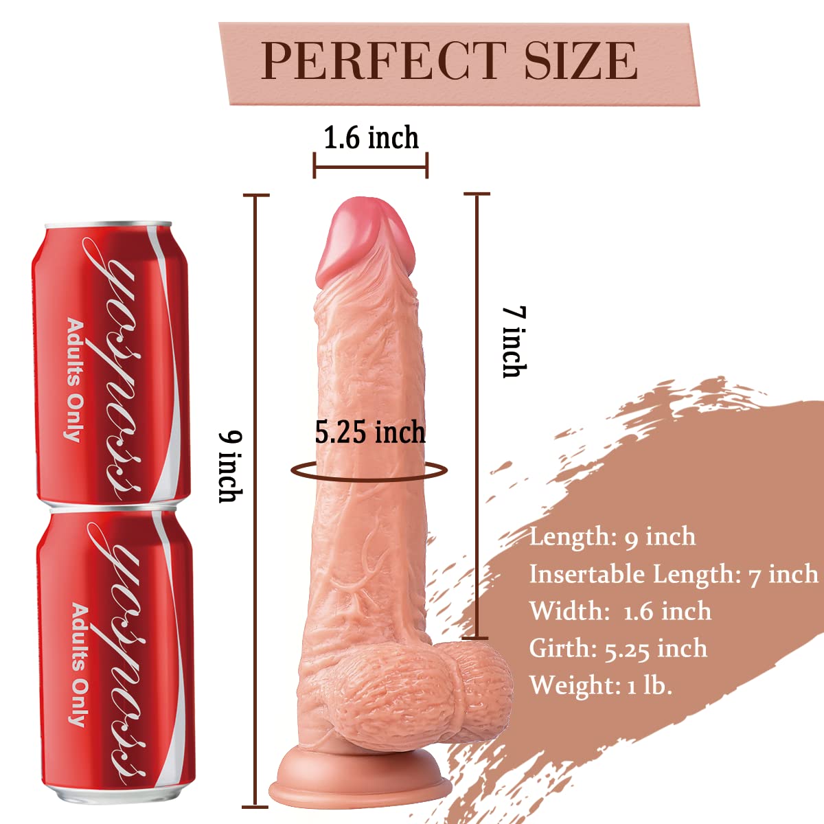 9 Inch Realistic Dildo - Body-Safe Silicone Adult Sex Toy with Strong Suction Cup, Lifelike Penis Design for G-Spot Stimulation | Hands-Free Use for Solo Play, Couples Fun & BDSM Scenes